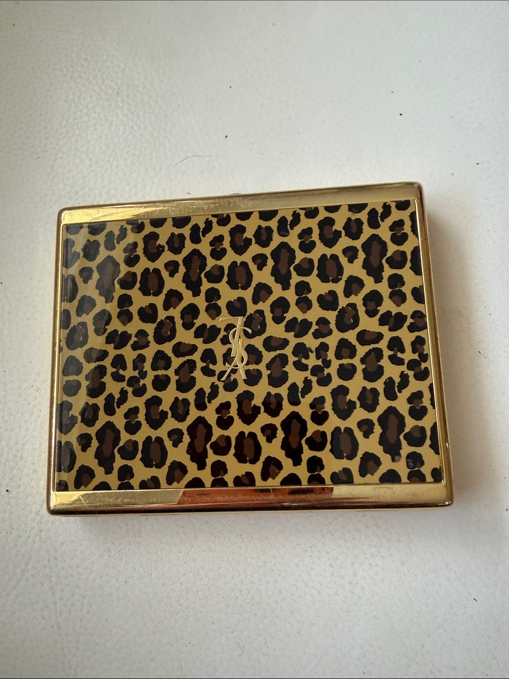 Yves Saint Laurent Leopard Print Compact with Gold Trim